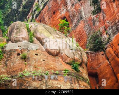 Mano gigante di Buddha in Leshan, Sichuan, Cina Foto Stock