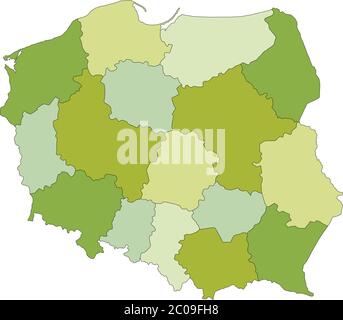 Mappa politica modificabile con livelli separati e molto dettagliata. Polonia. Illustrazione Vettoriale