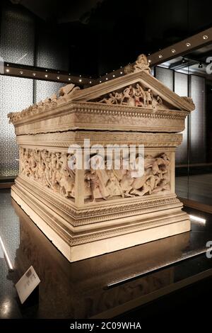 Alexander sarcofago a Istanbul Musei archeologici, Istanbul Città, Turchia Foto Stock