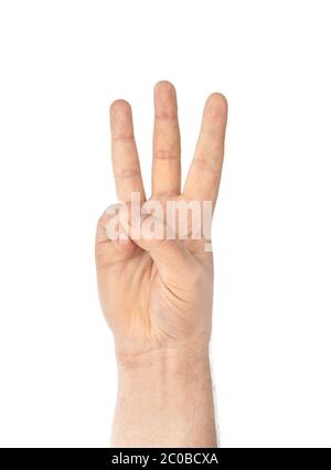 Il conteggio a mano - tre Foto Stock