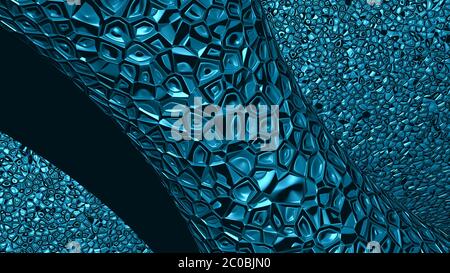 Sfondo colorato di BLU CIELO PROFONDO fatto da illustrazione 3D di superficie ruvida con texture e forma di tornado al centro Foto Stock