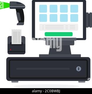 Vettore icona piatta sistema POS isolato Illustrazione Vettoriale