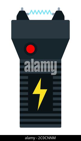 Pistola stordire mano, icona vettore arma polizia piatta isolato. Illustrazione Vettoriale