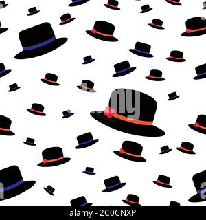 illustrazione vettoriale completamente modificabile cappelli isolati con motivo senza giunture Illustrazione Vettoriale