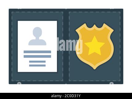 Icona vettore documento ID polizia piatta isolata. Illustrazione Vettoriale