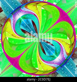 Modello frattale multicolore come lente di ingrandimento. Grafica generata dal computer. Foto Stock