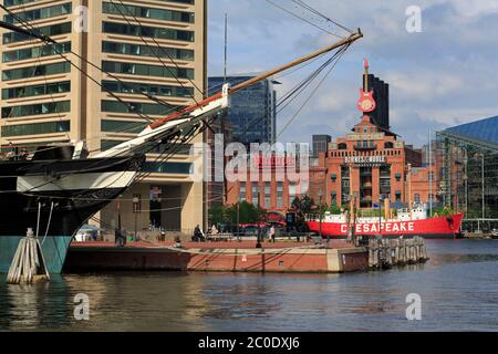 USS Constellation Museum, Inner Harbor, Baltimora, Maryland, USA Foto Stock