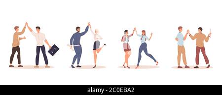 Collega che dà cinque set isolati Illustrazione Vettoriale