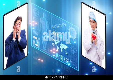 Concetto di telemedicina con trattamento e consultazione a distanza Foto Stock