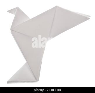 Origami colomba isolato su sfondo bianco Foto Stock