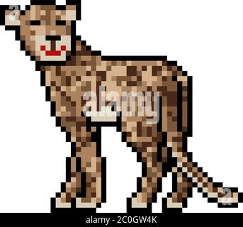 vettore pixel art leopard cartoon isolato Illustrazione Vettoriale