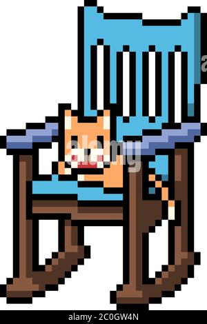 vettore pixel art sedia gatto isolato cartone animato Illustrazione Vettoriale