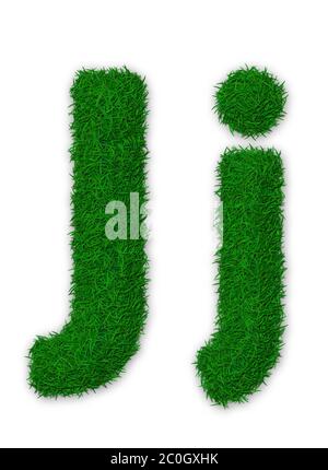 Illustrazione della lettera maiuscola e minuscola J fatta di erba Foto Stock