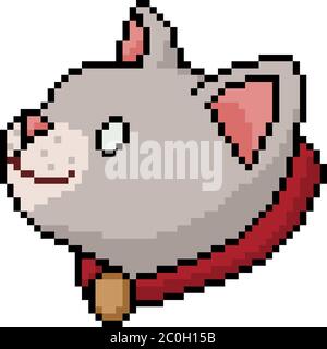 vettore pixel art gatto faccia isolato cartone animato Illustrazione Vettoriale