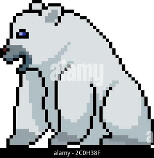 vettore pixel art orso polare isolato cartone animato Illustrazione Vettoriale