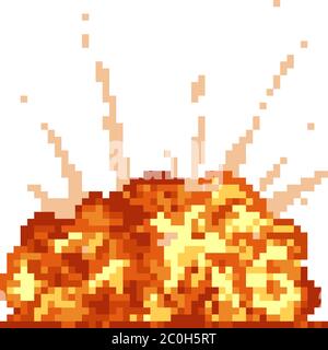 vettore pixel art bomba esplosione cartone animato isolato Illustrazione Vettoriale