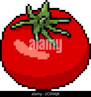 vettore pixel art pomodoro isolato cartone Illustrazione Vettoriale