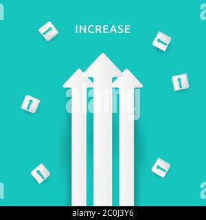 il concetto di direzione di obiettivo di business arrow al successo. La visione della crescita finanziaria si sta allargando. Banner flat style vettoriale illustrazione. Ritorno sulle inve Illustrazione Vettoriale