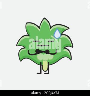 Un'illustrazione del carattere vettoriale di mascotte dell'albero di cocco carino in stile di disegno piatto Illustrazione Vettoriale