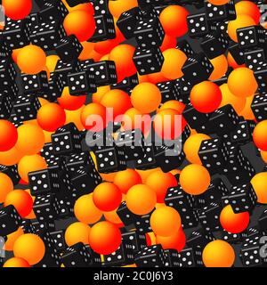 Sfere d'oro e motivo senza cuciture Black dice Illustrazione Vettoriale