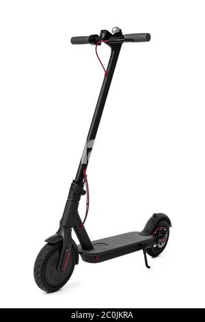 Nuovo scooter elettrico nero isolato su bianco Foto Stock