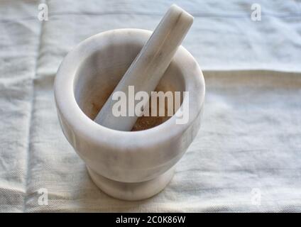 Mortaio di marmo Foto Stock