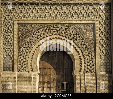 Antiche porte in Meknes, Marocco Foto Stock