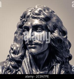 Moliere Jean-Baptiste Poquelin testa statua Foto Stock