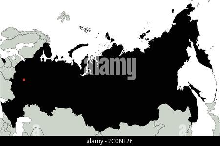Mappa di silhouette della Russia estremamente dettagliata. Illustrazione Vettoriale