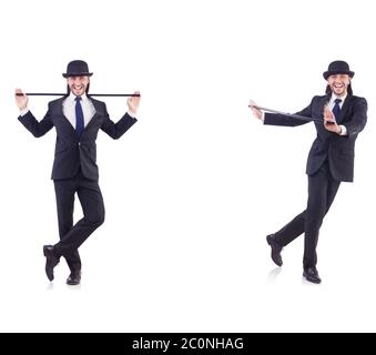 L'uomo nel concetto di vintage con bastone Foto Stock