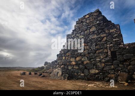 Rovine del Mulino d'Oro di Bushiribana ad Aruba Foto Stock