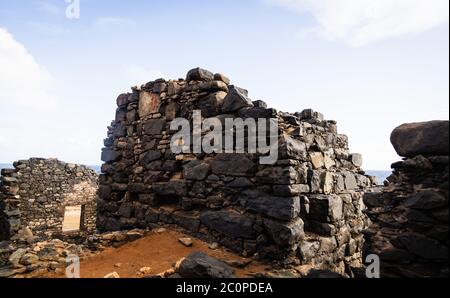 Rovine del Mulino d'Oro di Bushiribana ad Aruba Foto Stock