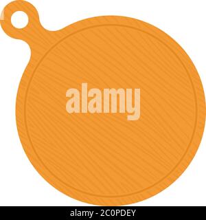 Pizza rotonda legno tavola di servizio piatto icona vettore isolato Illustrazione Vettoriale