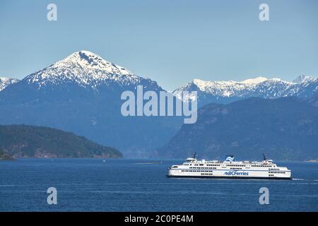 Vancouver ovest, British Columbia, Canada – 20 maggio 2017. Vancouver Island BC Ferry Howe Sound Foto Stock