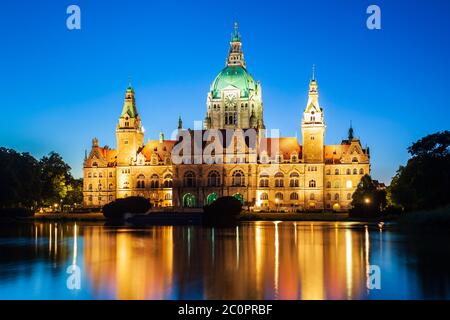 Nuovo municipio o Neues Rathaus nella città di Hannover, Germania Foto Stock