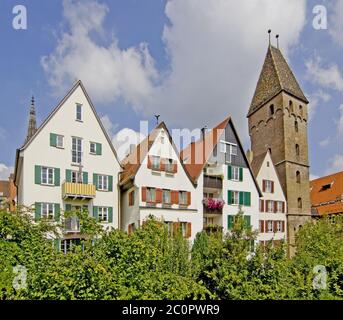 Vista dalle mura della città a Metzgerturm Ulm Foto Stock