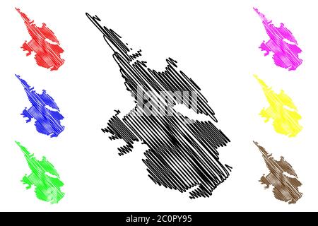Città di Trieste (Repubblica Italiana, Italia, Friuli-Venezia Giulia) mappa illustrazione vettoriale, schizzo di tela mappa Città di Trieste Illustrazione Vettoriale