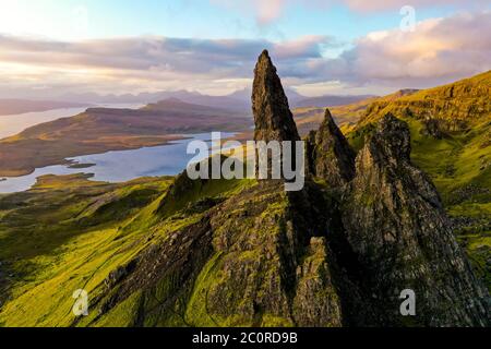 Il vecchio uomo di Storr, Isola di Skye in Scozia Foto Stock