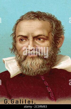 GALILEO GALILEI (1564-1642) fisico, astronomo e ingegnere italiano in un'illustrazione del XIX secolo. Foto Stock