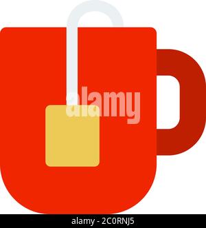 Tazza rossa con sacchetto di tè vettore piatto isolato Illustrazione Vettoriale
