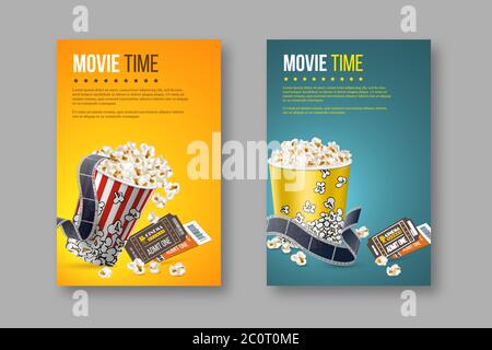 Design di poster cinematografici e cinematografici. Illustrazione Vettoriale