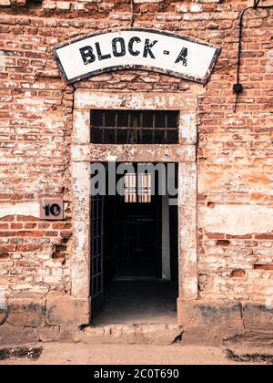 Porta d'ingresso al blocco a del campo di concentramento di Terezin, Repubblica Ceca Foto Stock