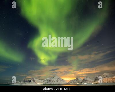 All'aurora boreale su Lofoten. Foto Stock