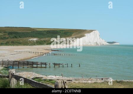 Le sette Sorelle Chalk Cliffs in Sussex, Inghilterra, Regno Unito Foto Stock