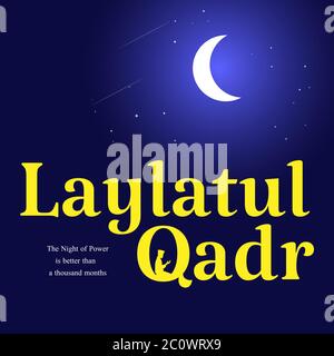 La notte di Laylat al-Qadr o la notte di decreto tipografia design.Vector Illustrazione Illustrazione Vettoriale