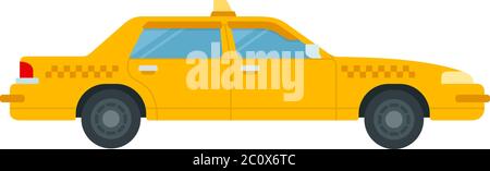 Auto passeggeri a lavorare in un vettore taxi icona piatta isolato Illustrazione Vettoriale