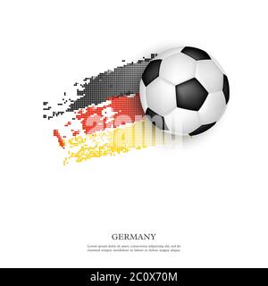 Palla di calcio sulla bandiera tedesca. Illustrazione Vettoriale