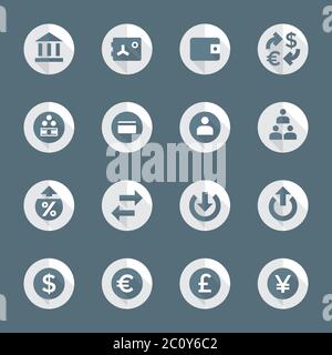 stile piatto varie icone di banca finanziaria insieme Foto Stock