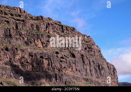 La roccia vulcanica formazione basaltica in Gran Canaria Foto Stock