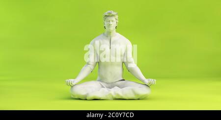 Uomo di affari di meditazione Zen e mantenendo la calma o senza stress Foto Stock